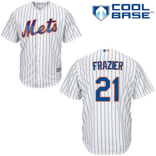Mets #21 Todd Frazier White(Blue Strip) New Cool Base Stitched MLB Jersey - Click Image to Close